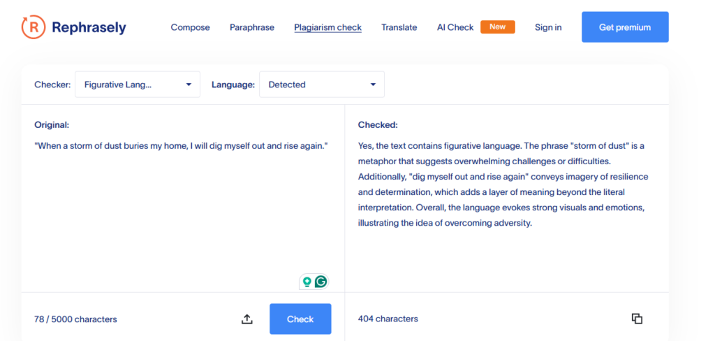 Figurative language Finder Tool